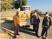 پخش مواد بهداشتی (ماسک و الکل)  ​در روستاهای اطراف توسط بسیجیان پایگاه عملیاتی ناروکنگان